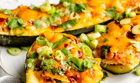Zucchini Boats with BBQ Chicken and Melted Cheese, MP