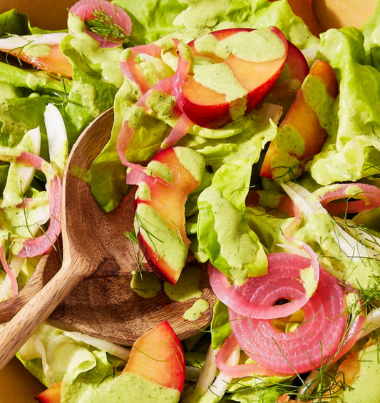 Bibb Salad with Pickled Onions, Plums, and Fennel