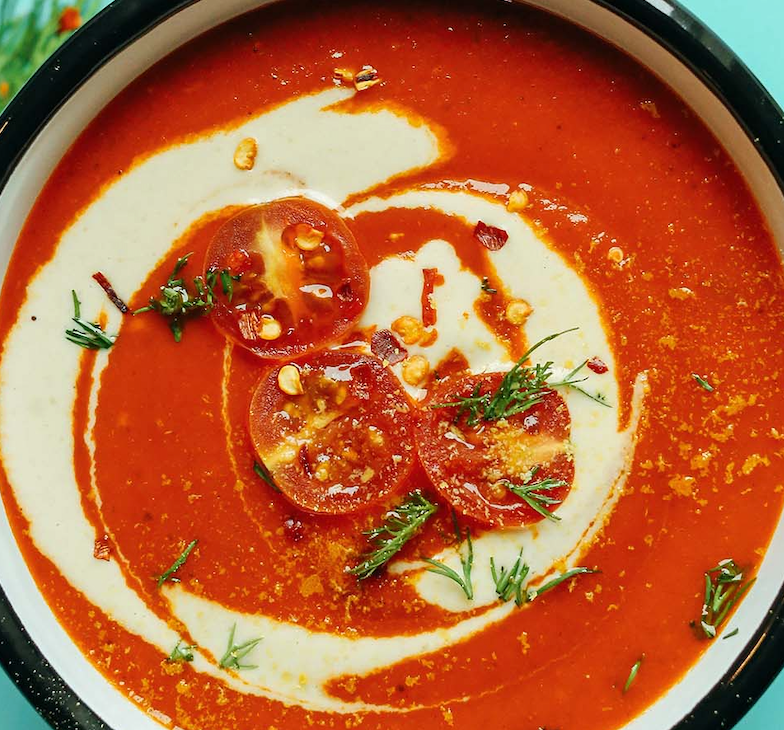 Creamy Roasted Red Bell Pepper and Tomato Soup